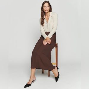 Reformation bea Skirt cafe Brown size 2 midi skirt